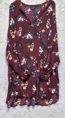Tolani Burgundy Floral Mandala Silk High Low Tunic Dress Boho 2X Women’s Plus