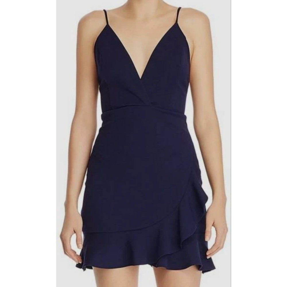 NWT Sunset + Spring Bloomingdale Navy Blue V-Neck Dress Size Small