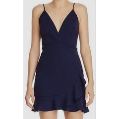 NWT Sunset + Spring Bloomingdale Navy Blue V-Neck Dress Size Small