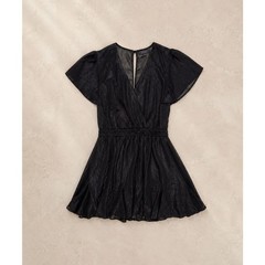 TRIXXI Black Shimmer Dress Flutter Sleeve V-Neck Elastic Waist Women&rsquo;s Large
