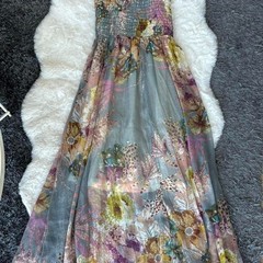 Vintage Hawaiian-Style Dreamy Garden Floral Maxi Dress