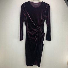 Antonio Melani Womens Velour Faux Wrap Long Sleeve Dress SZ 6 Maroon Lined READ