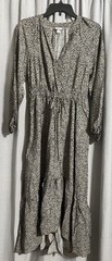 A New Day Women’s XS Dress, Animal Print, Elastic Waist, V-neck, Long-sleeved