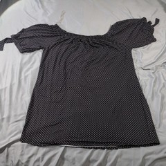 Pie In The Sky Sundress Womens 3X Black Polka Dot Off Shoulder Short Sleeve 3XL