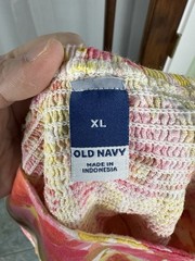 Old Navy Mini Dress XL Yellow Pink Floral Spaghetti Straps Linen Blend Pockets