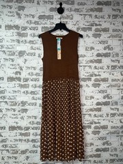 NWT! Les Serein Ravenna Mixed Media Polka Dot Dress Size Medium – Brown