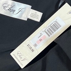 Eliza J Black Feminine Tulip Hem 3/4 Sleeve Dress Size 10 FauxWrap Chic Cocktail