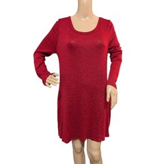 Red long sleeve dress with scoop neck and decorative buttons on the back. Size L