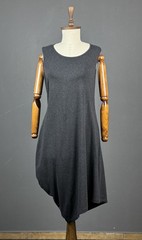 CREA CONCEPT Gray Cotton Modal Asymmetric Long Sleeveless Balloon Dress Size 44