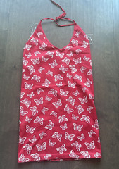 No Boundaries Halter Dress Red Butterfly Pattern Body Hugging Size 15-17 XL