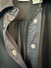 Spiegel Black Button-Down Midi Dress with Satin Accents