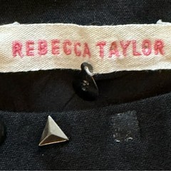 Rebecca Taylor black linen blend knee length studded shift dress size 6 b28