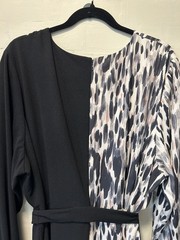 Hutch Watercolor Colorblock Wrap Midi Dress Belted Long Sleeve Size 3X Mod Boho