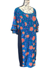 Zimbest Creations designer African dress rose print gold studded dress size XL
