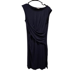 KUT from the Kloth Drape Front Sheath Mollee Size 8P Navy Blue Stretch Old Money