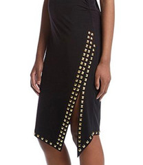 MICHAEL Michael Kors Asymmetrical Studded Sleeveless Side Slit Sheath Dress, S