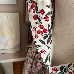 Picnic Dress Code Mode Cherry Print Tie Strap Midi Cottagecore Cotton Size XS