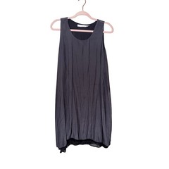 Lola & Sophie charcoal gray 100% silk slip dress minimalist sleek large USA made