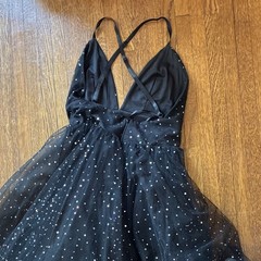Windsor Black Glitter Tulle V-Neck Sleeveless Long Ballgown Prom Dress