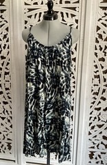 Bobeau Sundress Womens 2X Sleeveless Tie Dye Black White Swim Beach Coverup Boho