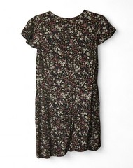 Gap Women’s Black Multicolor Floral A-Line Dress V-Neck Cap Sleeve Size S