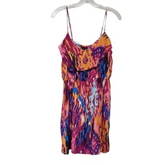 Justify Mini Slip Dress Sz L Retro 80s 90s Ruffle Top Artsy Vibrant