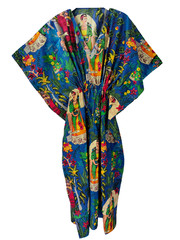Indian Vintage 100% Cotton Long Beach Maxi Kaftan Dress One Size Caftan Kimono