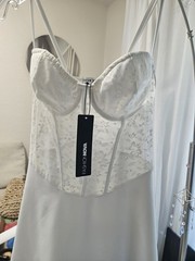 ​Fashion Nova Jamie Corset Lace Mini Dress White Size M NWT