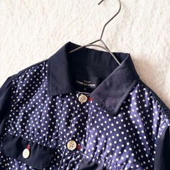 Tricot Comme des Garcons Dot Shirt Dress Mixed Material Navy S