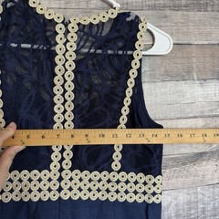 Lilly Pulitzer Leigh Stretch Shift Dress In True Navy Gold Lace Size 2