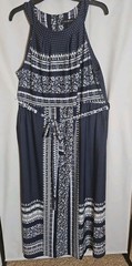 Lane Bryant Blue & White Sleeveless Maxi Dress 14/16 Resort Boho