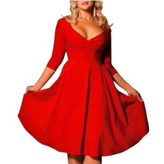 Pinup Couture Monica Dress Womens 2X Red Vintage Inspired Swing Pockets NEW