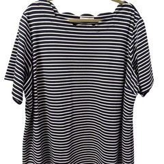 Croft and Barrow Navy Blue/White Striped Shift Dress Soft Rayon Blend Sz 2X