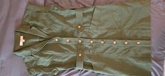Loft Olive Green Button-Front Utility Dress with Cap Sleeves