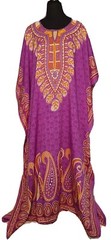 Gypsie Blu Women&rsquo;s Purple Paisley Kaftan Cover Up Boho Long Maxi Dress – One Sz