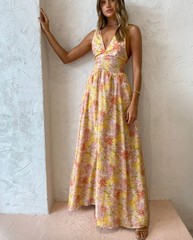 New RRP $861 Magali Pascal Miriam Floral Maxi Dress In Vintage Bloom Light