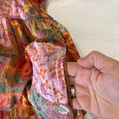 BANJANAN Ruffle Tiered Patchwork Floral Print Maxi Dress Multi Asymmetrical M