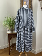 Outstanding £129 Masai ‘Octala’ Blue/Grey White Stripe Stretch Cotton Midi XL