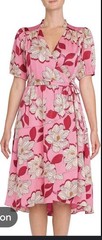Draper James Women’s Wrap Midi Dress NWT Size XS Pink Floral Midi Dress