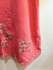 Forever Twenty One Pink Floral Embroidered V-Neck Smocked Maxi Dress Size M