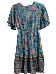 EUC Women&rsquo;s CUPSHE Blue Floral V-Neck Mini Dress S