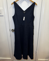 Banana Republic Navy Linen-Blend Drapey Midi Dress M NWT *SOLD OUT*