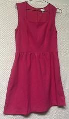 Merona A-Line Dress Pockets Hot Pink Sleeveless Square Neck Cotton Blend MED