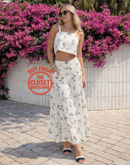 Zara Linen Blend Embroidered Co Ord Set NWT Crop Top Maxi Skirt Resortwear