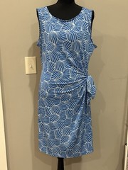 Covington Blue & White Side Cinch Dress XL Coastal Grandma Vacation Core Preppy