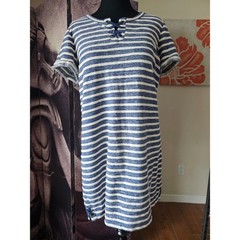 Style & Co Blue White Striped Short Sleeve Dress Lace Up Women&rsquo;s