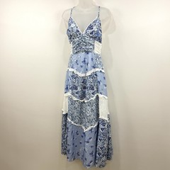 Cottagecore Babydoll Patchwork Maxi Dress S Fairy Romantic Coquette Prairie