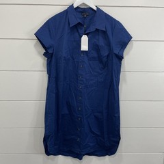 Universal Standard Shirt Dress Womens XS Short Sleeve Button Front Pocket Navy