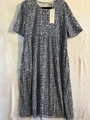 tendency dress Maxi Size Large Loose Long Dress Short Sleeve Floral Blue & White