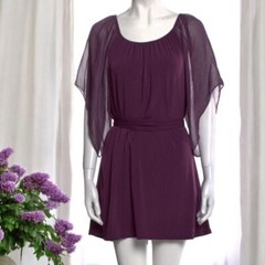 Alice Olivia Dress Womens Large Purple Silk Batwing Sleeve Pullover Tunic Shift